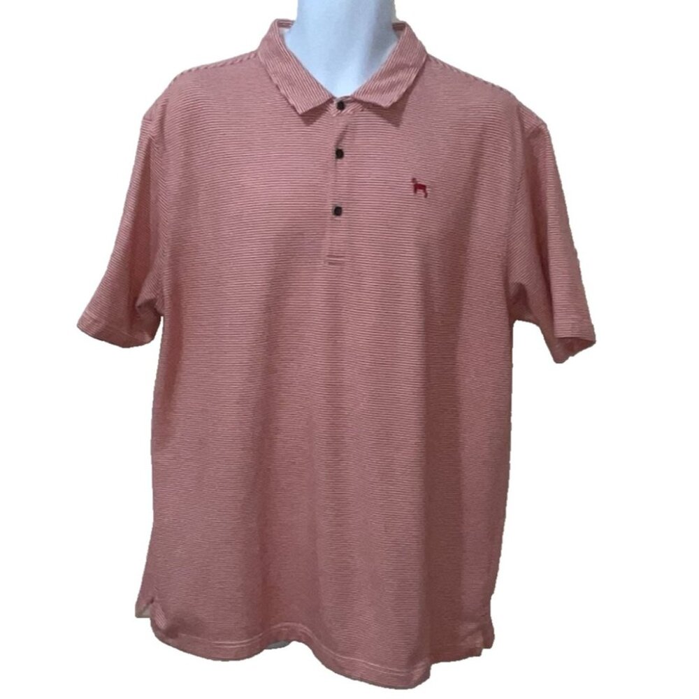 The Black Dog Polo Shirt Mens Sz XL Red White Stripe Regatta Polo Embroidery Dog